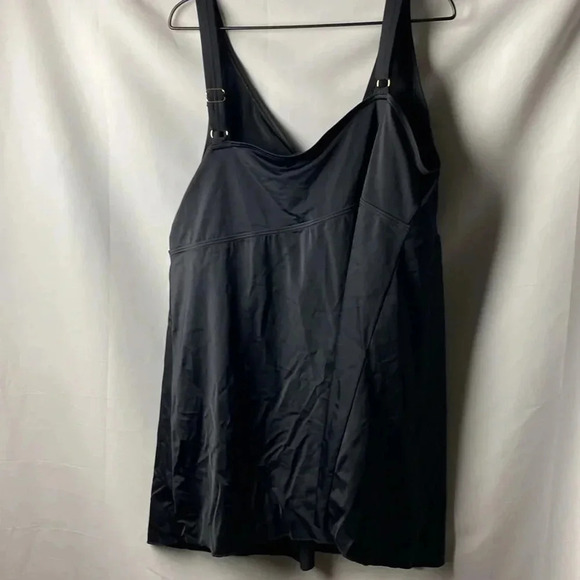 SWIM SUITS FOR ALL WO SIZE 30 ONE PIECE BLACK SWIMSUIT LINED BRA FAUX WRAP FRONT - Picture 9 of 14